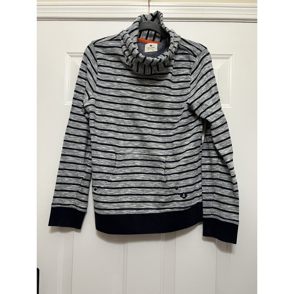 Men's Sperry Medium Sweater Medium Gray Cowl Neck Preppy Sailing Nautical Resort
